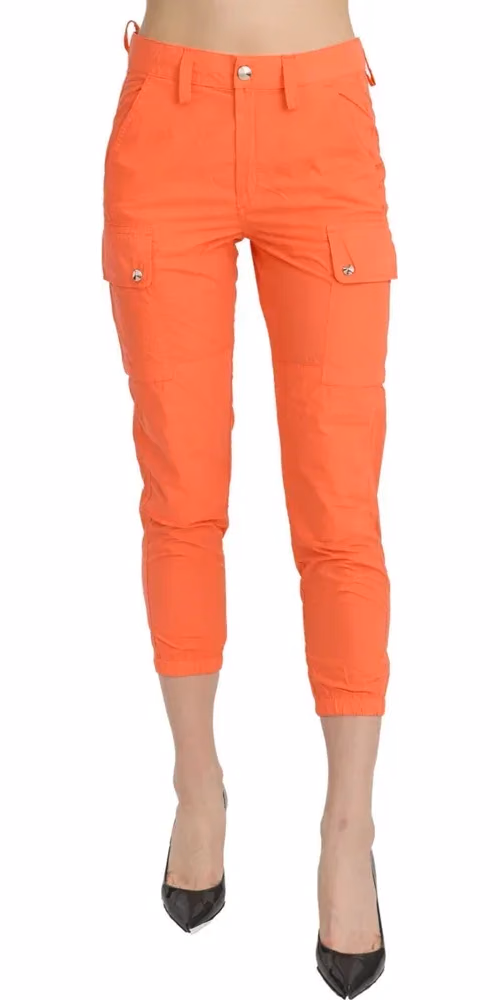 CYCLE Cotton Orange High Waist Skinny Cropped Trouser Pants