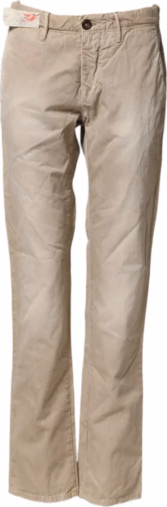 Incotex Beige Mid Waist Straight Women Casual Chino Trouser Pants