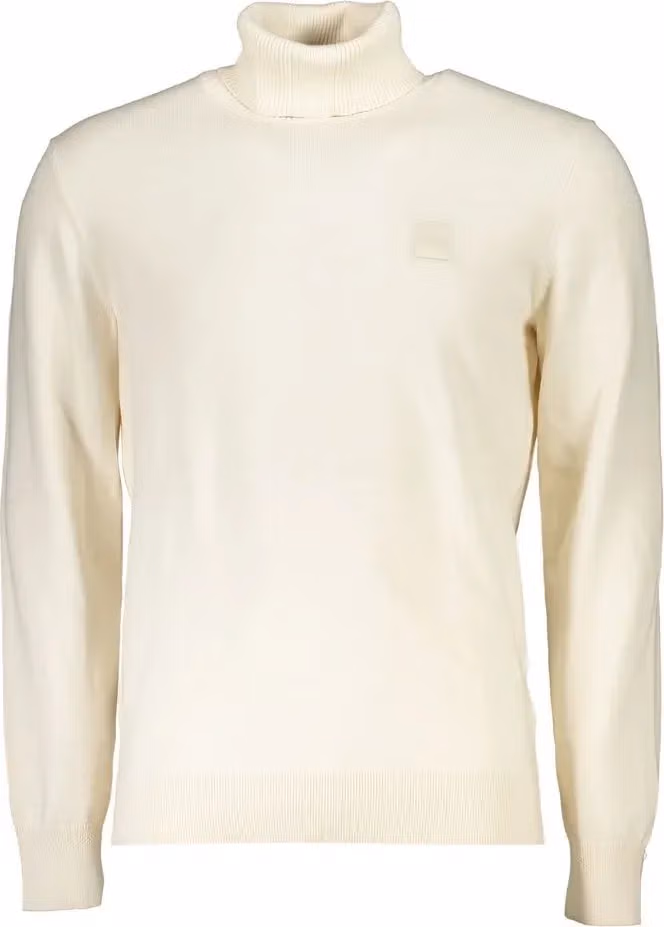 Hugo Boss White Cotton Turtleneck