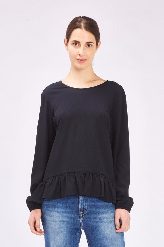 Gas Black Polyester Long Sleeve T-Shirt