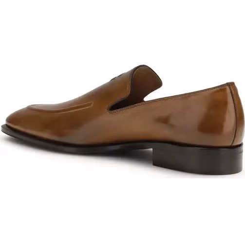 Miu Miu Brown Calf Leather Bos Taurus Slip-On Loafers