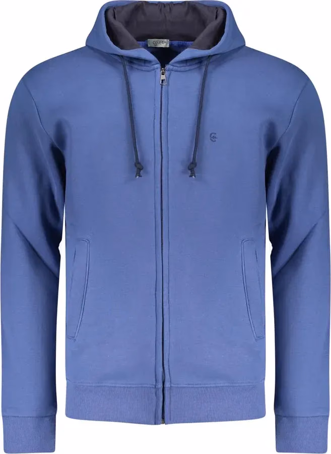 Coveri Moving Blue Cotton Men's Hoodie Sweatshirt