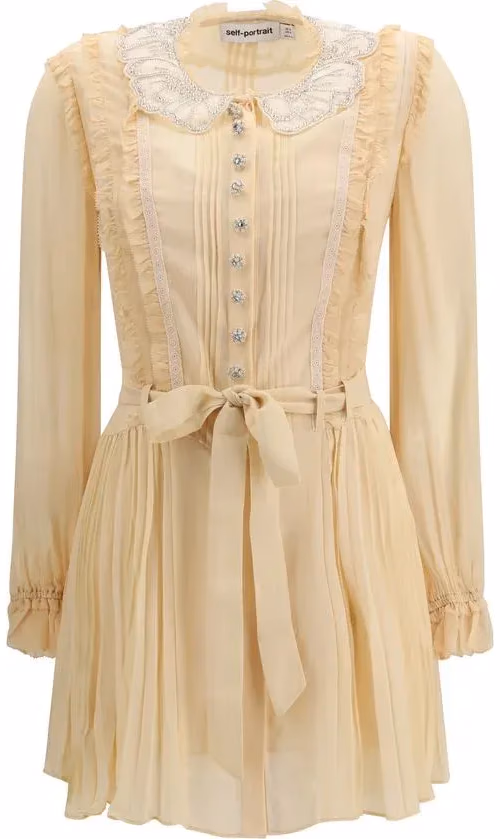 Self-Portrait Beige Viscose Casual Dress