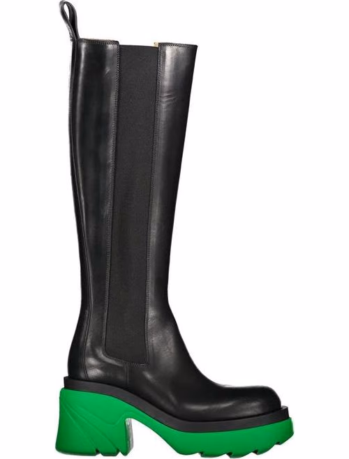 Bottega Veneta Black Leather Over The Knee