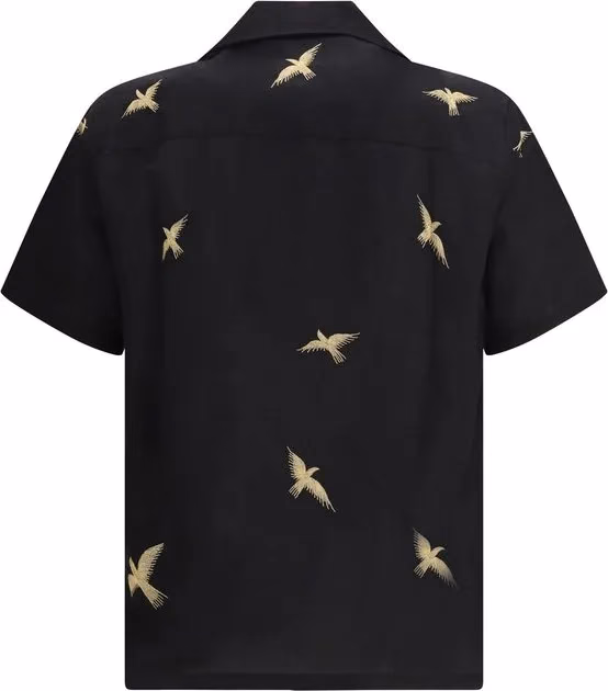 Baziszt Black Cotton Pattern Shirt