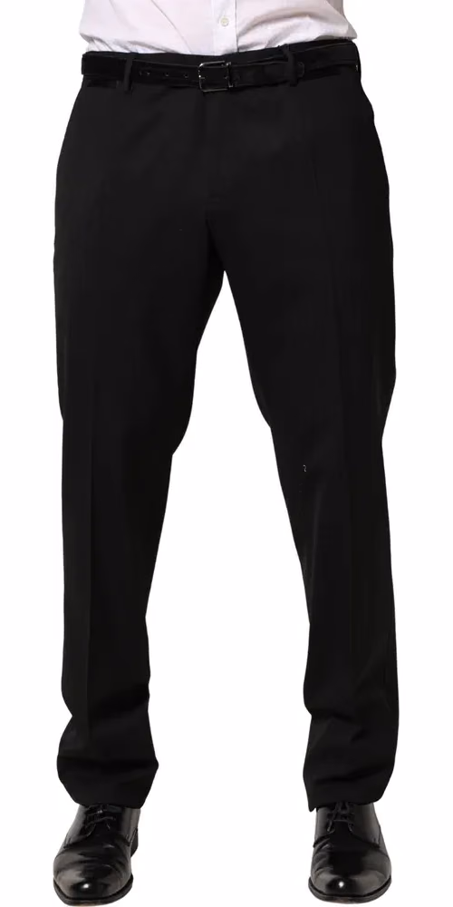 Dolce & Gabbana Black Wool Skinny Men Dress Trouser Pants