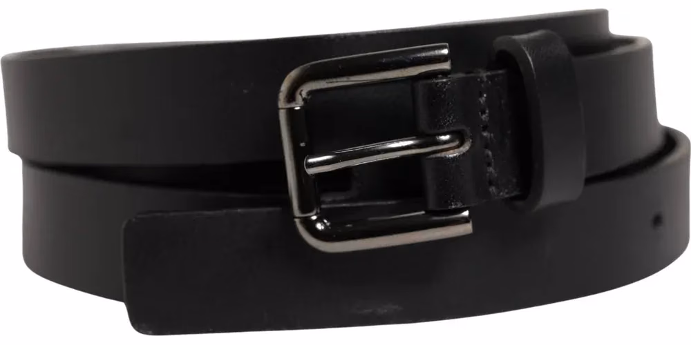 Dolce & Gabbana Black Double Strap Leather Silver Buckle Belt