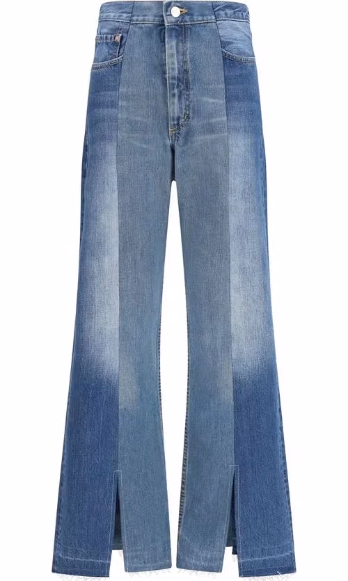 E.L.V. DENIM Blue Cotton Flared Jeans