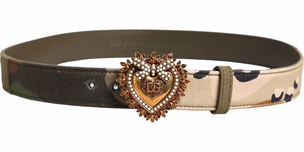 Dolce & Gabbana Green Camouflage Devotion Metal Buckle Belt