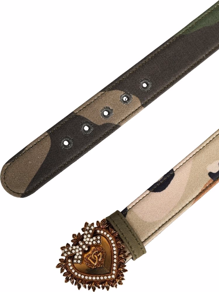 Dolce & Gabbana Green Camouflage Devotion Metal Buckle Belt