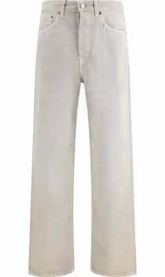 Gray Cotton Straight-Leg Jeans