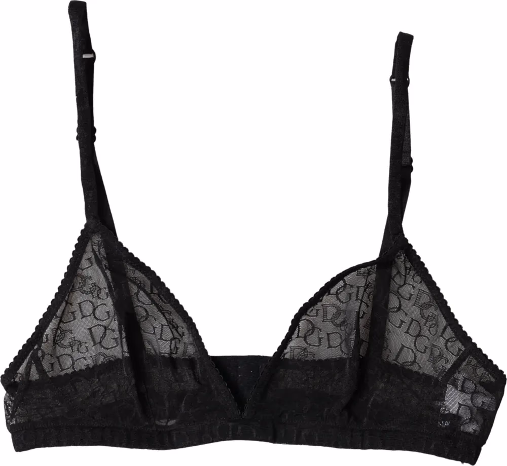 Dolce & Gabbana Black Logo Mania Sheer Soft Cup Bra Underwear