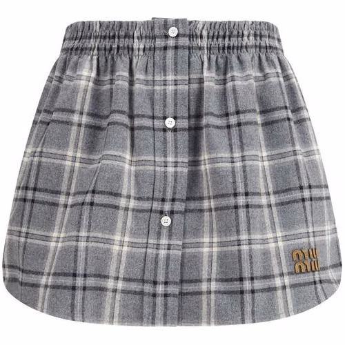Miu Miu Gray Cotton Mini Skirt