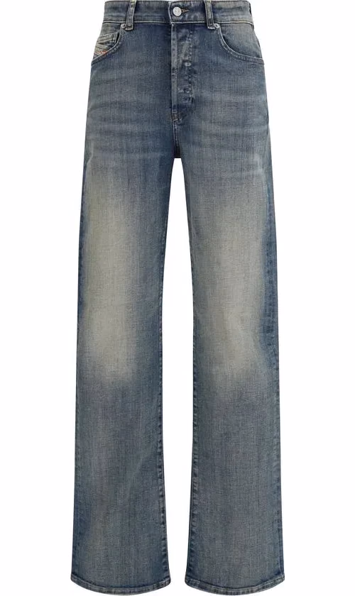 Diesel Blue Cotton Straight-Leg Jeans