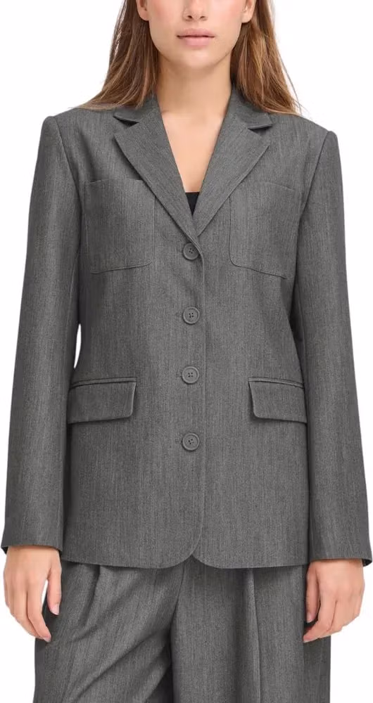 ICHI Gray Polyester Blazer