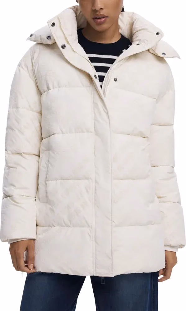 Desigual Cream Polyester Coat