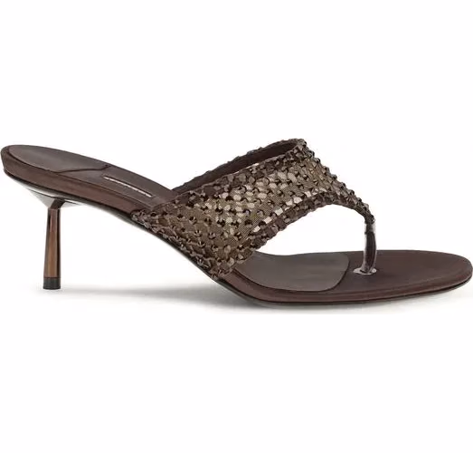 LE SILLA Brown Goatskin Stiletto Heel Sandals