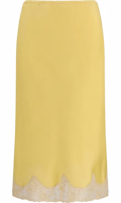 Saint Laurent Bicolor Silk Midi Skirt