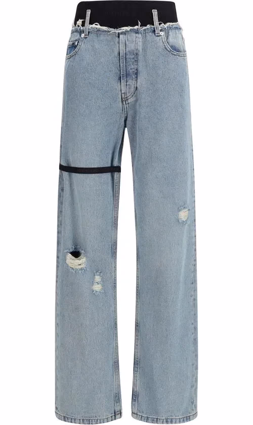 ALAINPAUL Blue Cotton High-Waisted Jean