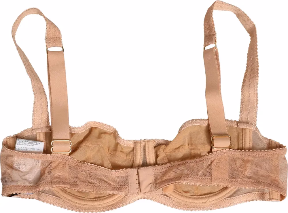 Dolce & Gabbana Beige Lace Mesh Underwire Balconnet Bra Underwear