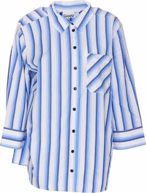 Ganni Blue Cotton Blouse
