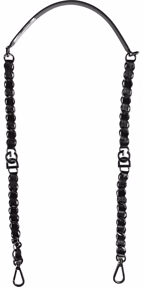 Dolce & Gabbana Black Leather Silver Chain Bag Accessory Shoulder Strap