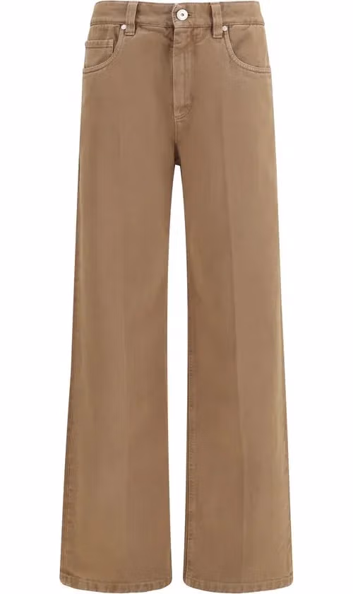 Brunello Cucinelli Brown Cotton Straight-Leg Jeans