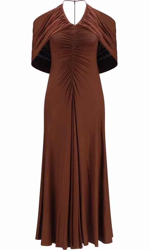 Self-Portrait Brown Viscose Casual Dress