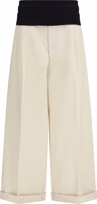 Beige Cotton Casual Pants
