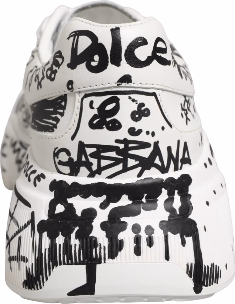 Dolce & Gabbana White Daymaster Graffiti Low Top Sneakers Shoes