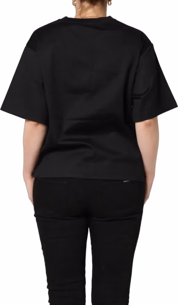 Dolce & Gabbana Black Jersey Graphic Short Sleeve Crew Neck T-shirt