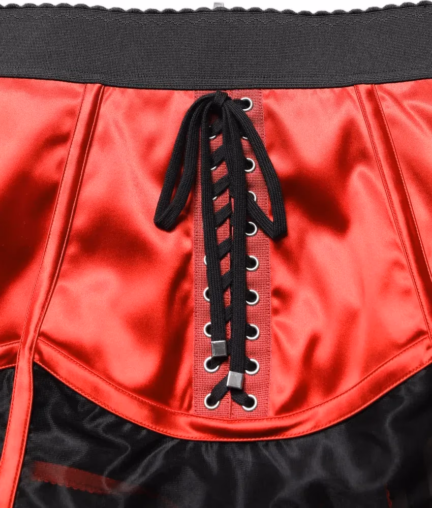 Dolce & Gabbana Red Satin Corset Style High Waist Mini Skirt