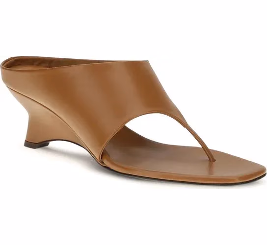 Khaite Brown Calf Leather Bos Taurus Platform Sandals