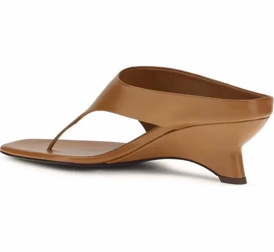 Khaite Brown Calf Leather Bos Taurus Platform Sandals
