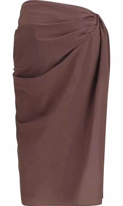 Jacquemus Brown Polyester Midi Skirt