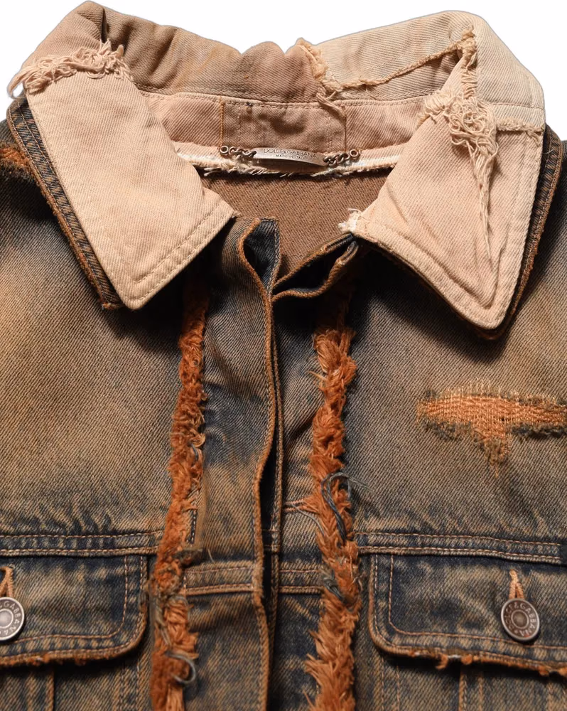 Dolce & Gabbana Multicolor Raw Cut Panelled Denim Men Jacket
