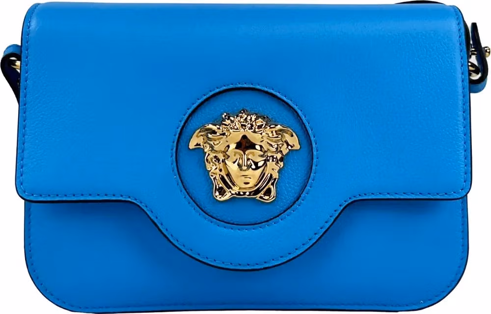 Versace Versace La Medusa Blue Leather Shoulder Crossbody Bag Purse
