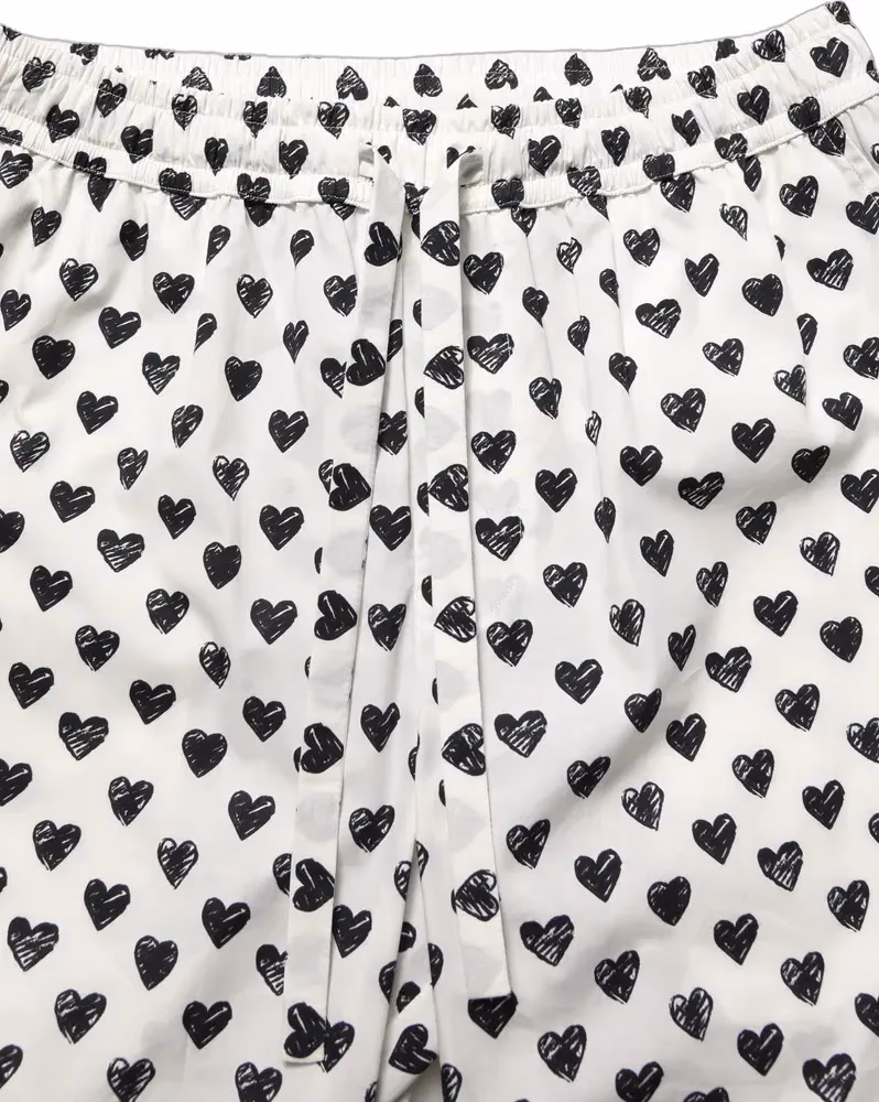 Dolce & Gabbana White Graphic Heart Print Men Trousers Pants