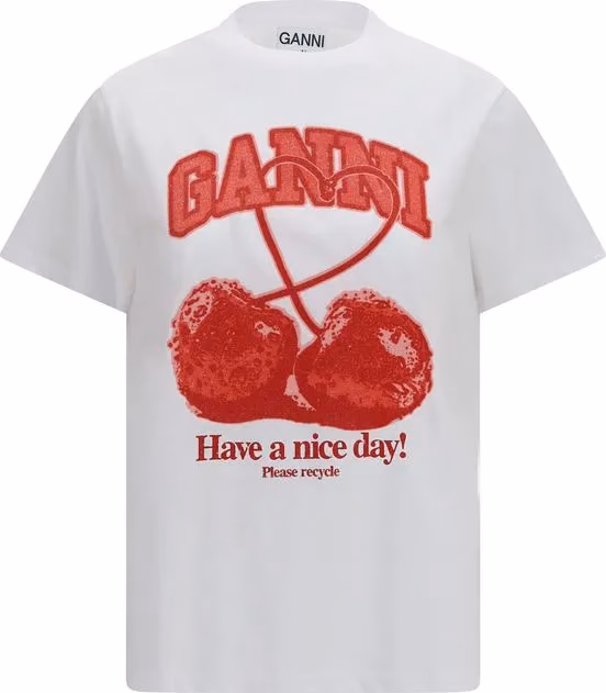 Ganni White Cotton T-Shirt
