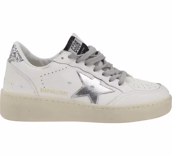 Golden Goose Silver Calf Leather Bos Taurus Low Top Sneakers