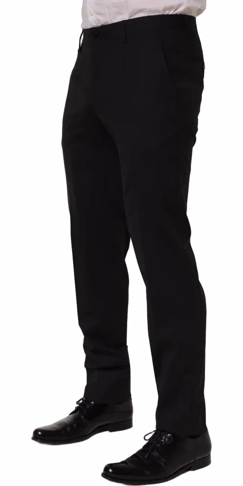 Dolce & Gabbana Black Wool Skinny Leg Dress Men Trouser Pants