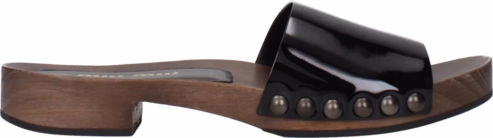 Miu Miu Black Leather Slippers