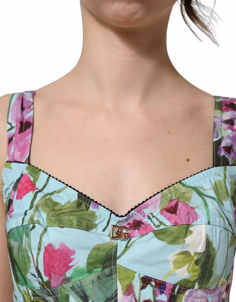 Dolce & Gabbana Multicolor Floral Cropped Bustier Tank Top