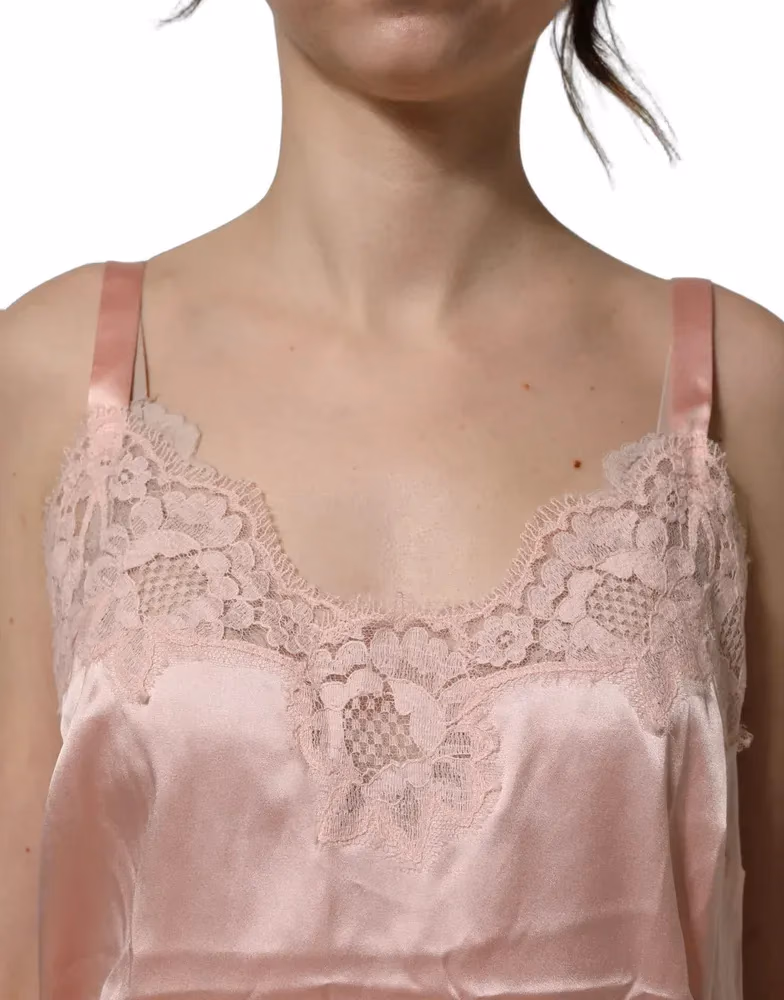 Dolce & Gabbana Light Pink Floral Lace Lingerie Underwear Top