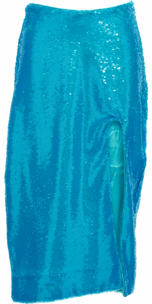 Ganni Blue Recycled Polyester Midi Skirt