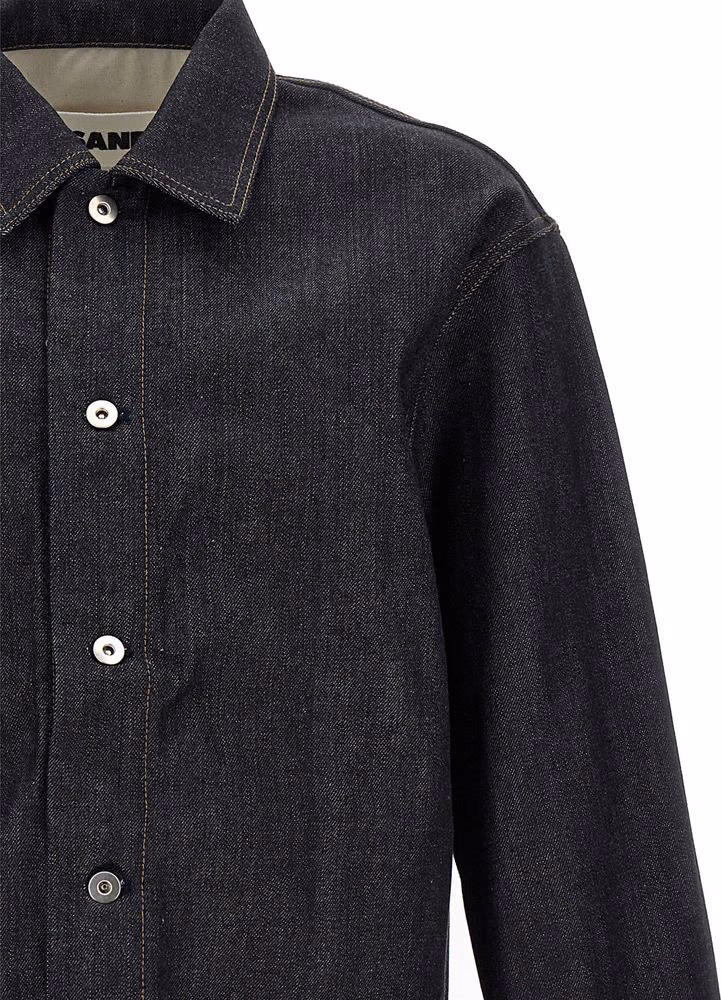 Jil Sander Blue Cotton Blouse