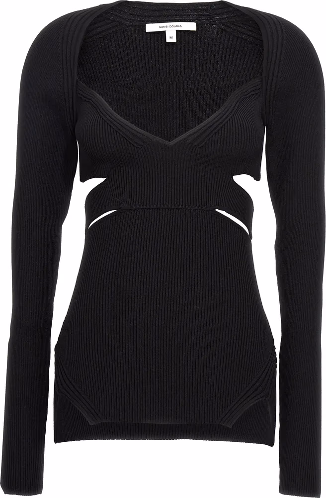 Nensi Dojaka Black Viscose Cardigan
