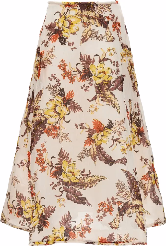 Zimmermann Multicolor Linen Midi Skirt