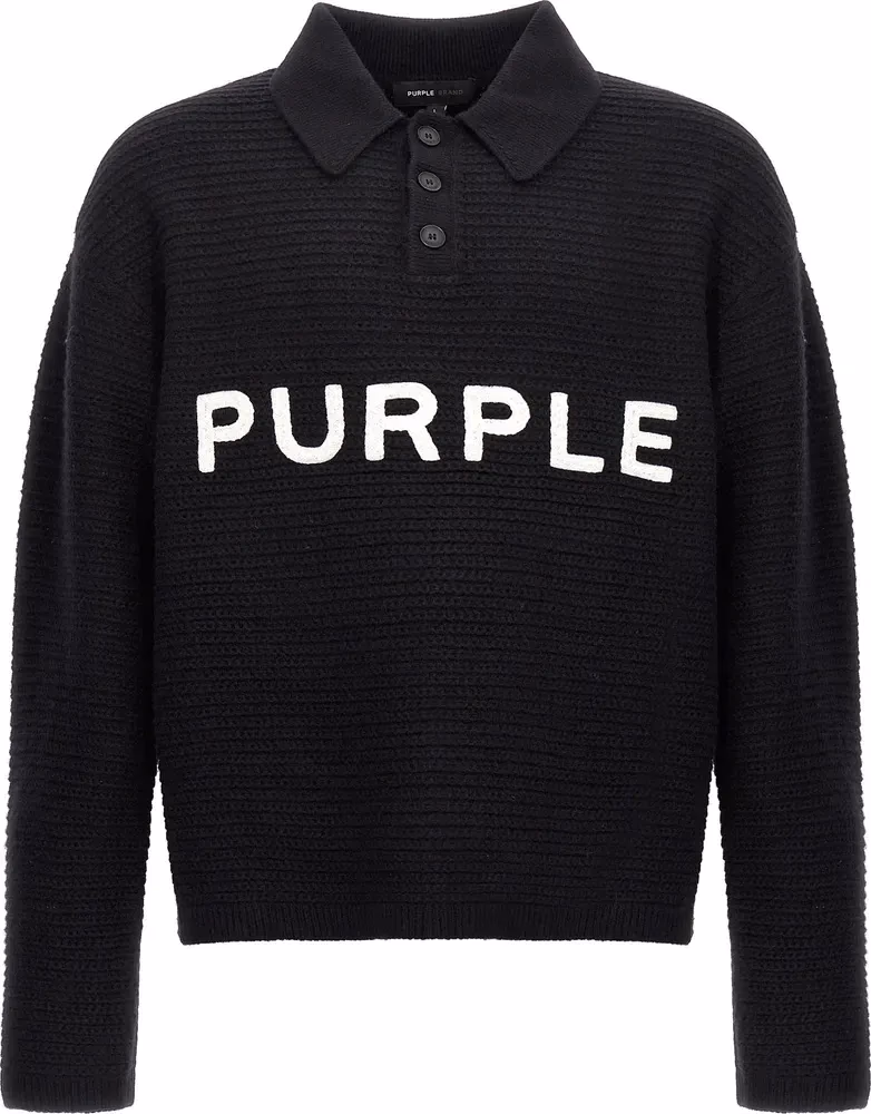PURPLE Black Wool Cardigan