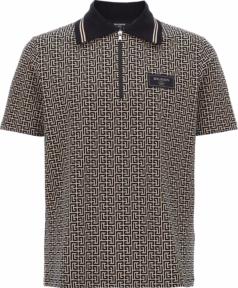 Balmain Bicolor Cotton Polo Shirt